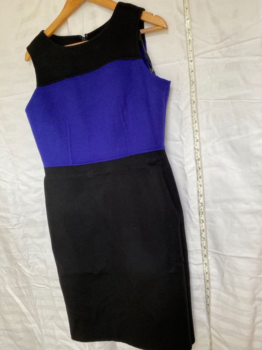 WT Talbots Petites Dress 10P – Black & Royal Blue Colorblock – Wool Blend